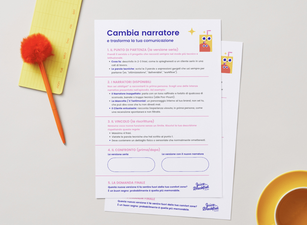La scheda dell’esercizio Cambiare narratore